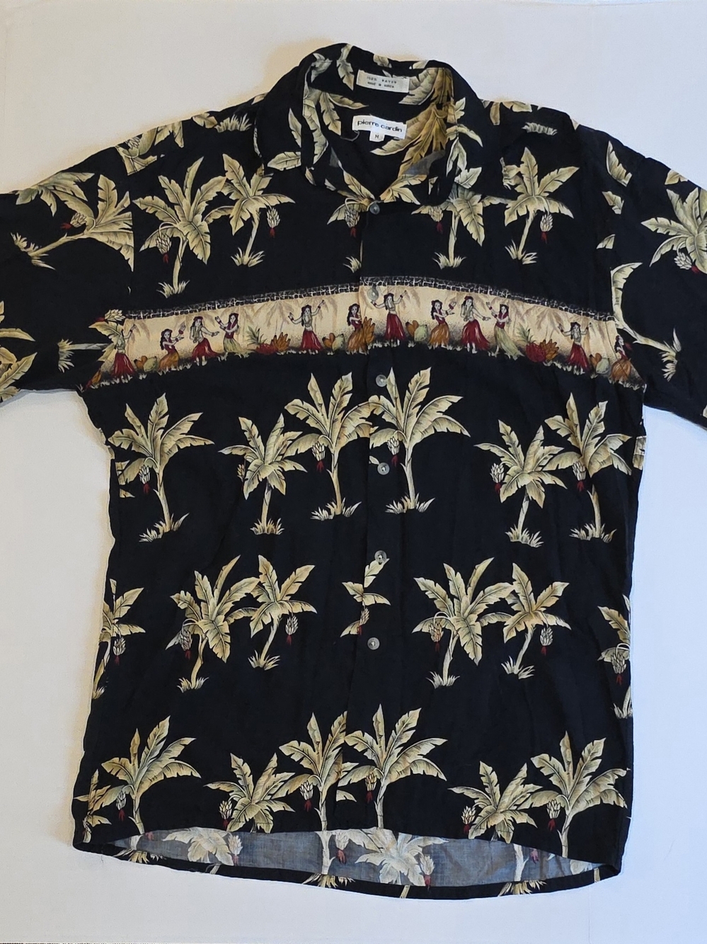 Pierre Cardin Men's Camp Shirt short sleeves Aloha Navy Resortwear Summer M